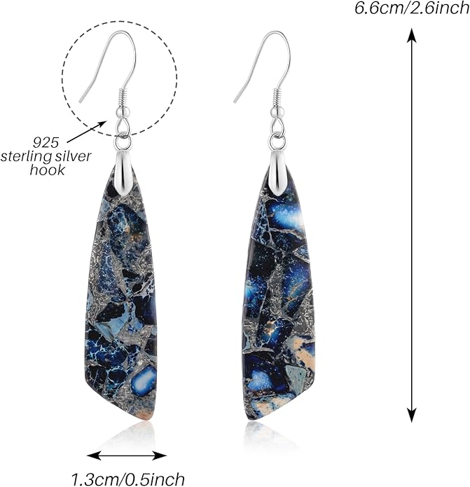 SELOVO Jasper Stone Earrings for Women Trendy Dangle Earrings Fishhook Drop Earrings