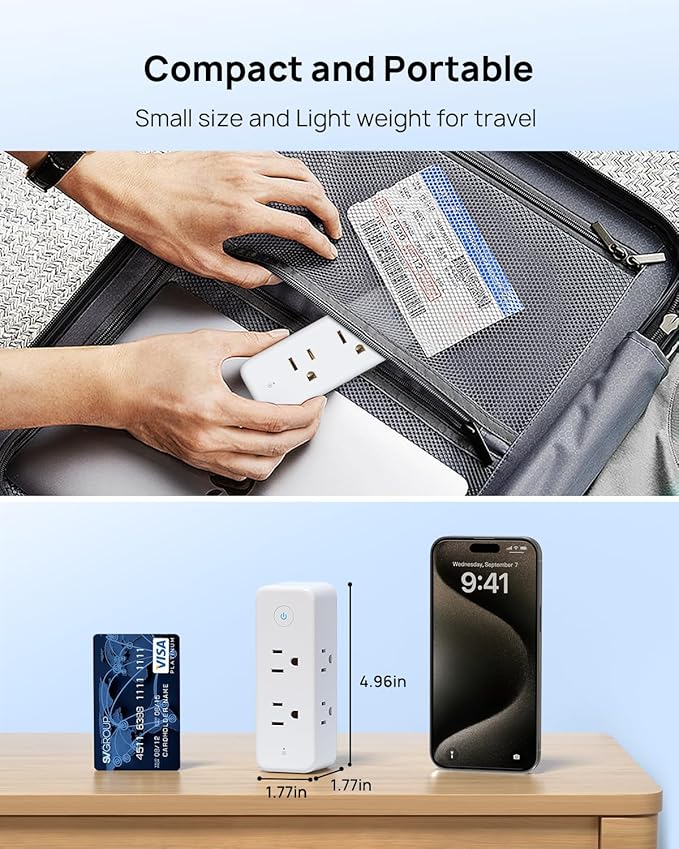 TROND Outlet Extender Surge Protector, 6 AC Outlet Splitter with 360° Rotating Plug, 1440J, 3-Sided Swivel Wall Plug Adapter with Power Switch, Multi Plug Expander for Home Office Travel