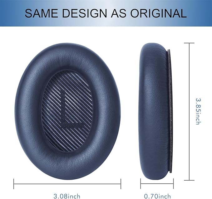 GEVO Ear Pads Cushions Replacement for Bose QC35 ii QC35, Earpads for Bose QuietComfort 35ii 35 Headphones with Protein Leather Noise Isolation Memory Foam (Blue)