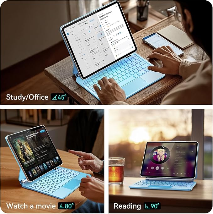 for iPad Pro 11 inch Case with Keyboard,Keyboard Case for iPad Air 11 inch (M2) 2024 & iPad Pro 11 in (1st/2nd/3rd/4th Gen),Magic-Style Magnetic - Backlit Keyboard (Blue)