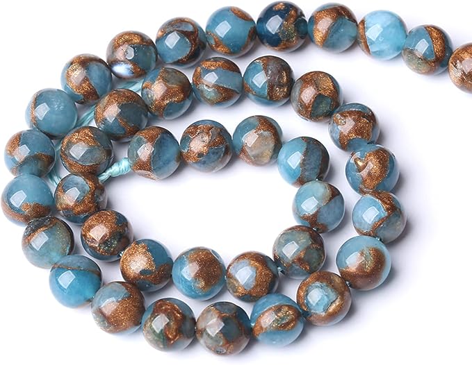 120PCS 6MM Lake Blue Cloisonne Craft Spacer Loose Beads for Jewelry Making DIY Bracelet