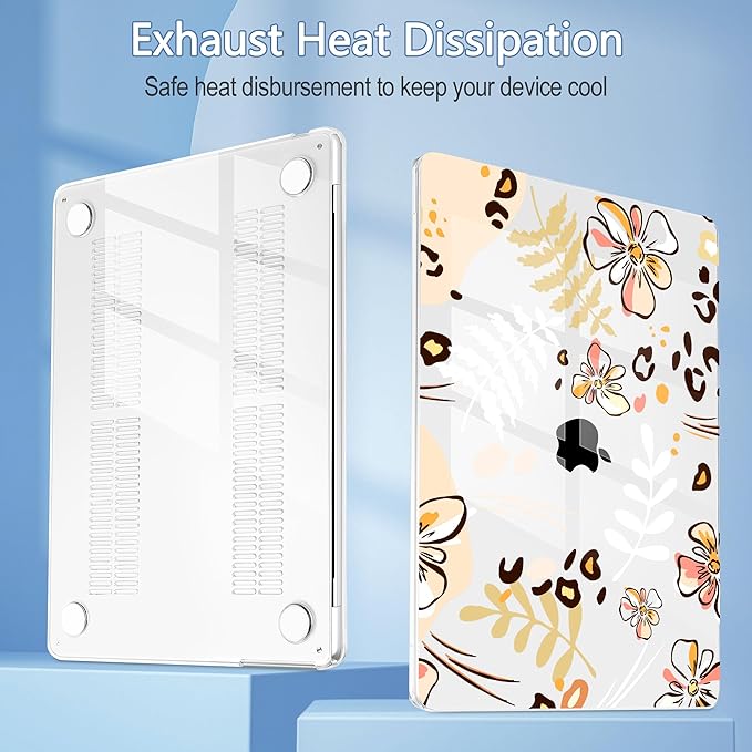 Mektron Compatible with M4 MacBook Air 15 inch Case 2025 A3241 2024 2023 M3 A3114 A2941 M2 Liquid Retina Display Touch ID, Plastic Hard Case & Keyboard Skin & Screen Protector - Abstract Floral C347