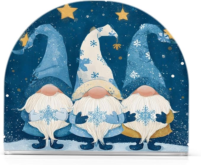 Christmas Gnomes Napkin Holder for Paper Napkins Kitchen Tables Xmas Party Acrylic Vertical Blue Napkin Holders Freestanding Napkins Dispenser