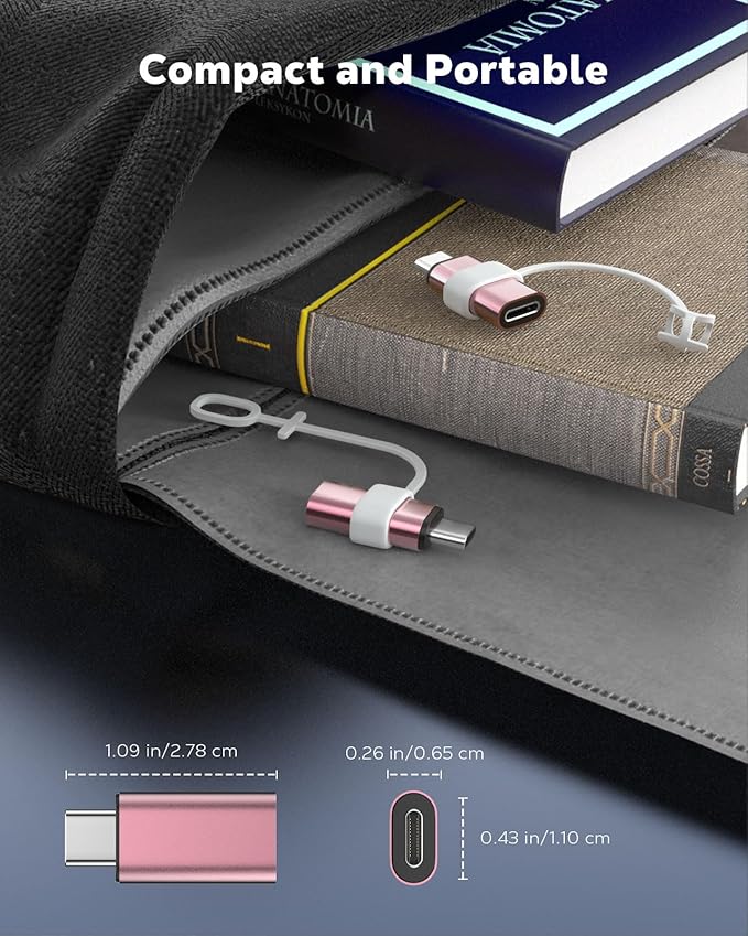 MoKo Lightning to USB C Adapter 2Pack, NOT for Lightning Earbuds/Headphones/OTG, USB-C to Lightning Adapter for iPhone Air 17 16 15 Pro Max Plus,iPad Pro/Air,Galaxy,ONLY for Charging/Data Sync, Pink