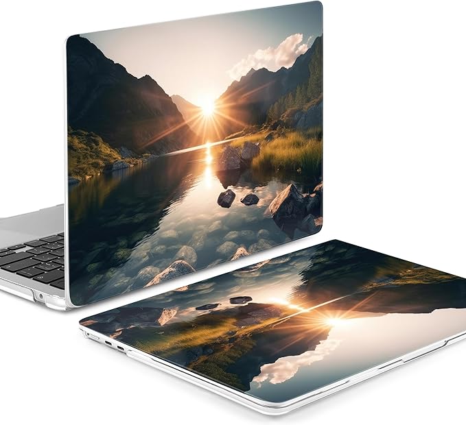 Batianda Premium Case for New MacBook Air 15 inch 2025 2024 2023 with M4 M3 M2 Chip, Designed Protective Plastic Hardshell & Keyboard Cover & Screen Protector, Mountain Sunrise