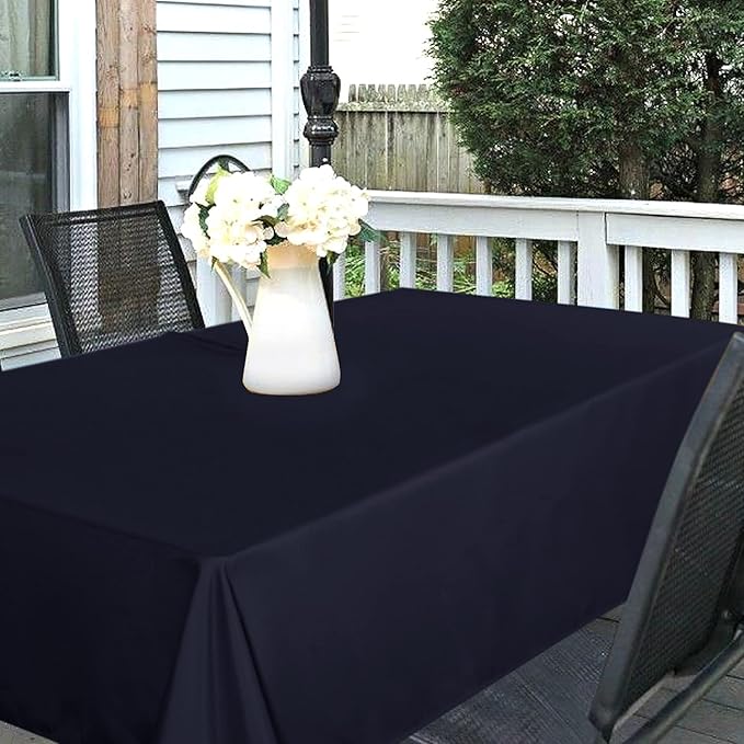 SARAFLORA Outdoor and Indoor Tablecloth -60x120 inch Navy, Wrinkle Free Washable Waterproof Table Cloth with Umbrella Hole and Zipper Rectangle Table Cover for Spring/Summer/Patio/Picnic/BBQS/Party
