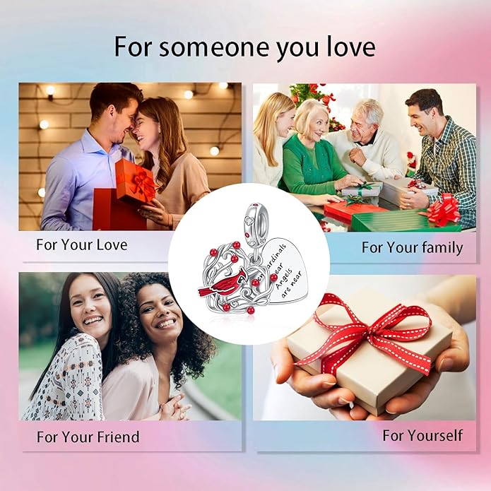 Birthday Fashion Love Heart Dangle Charm 925 Sterling Silver Charms fits Bracelets and Necklace Pendant Bead Charms Jewelry Present for Women Family Friends