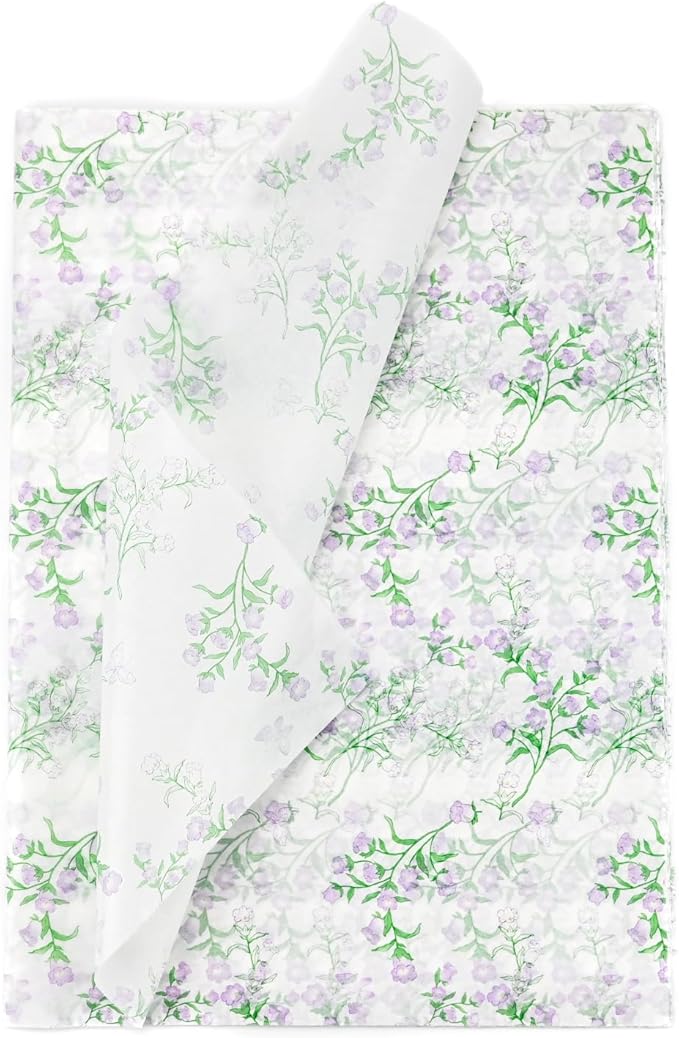 TINYFUTURE 100 Sheets Flower Gift Wrapping Tissue Paper Recyclable Greenery Botanical Packaging Bag for Wedding Birthday Showers Art Craft Party Favor Decoration