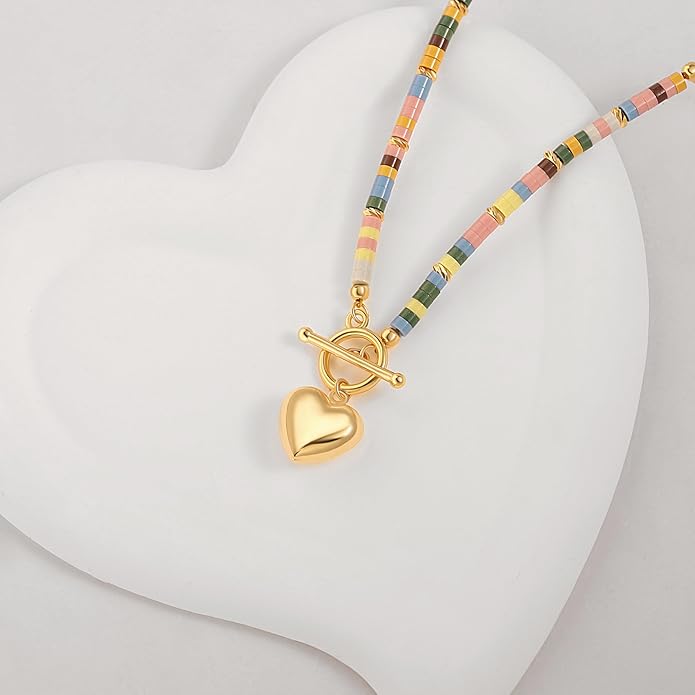 Aobei Pearl 18K Gold Plated Moon Star Lion Evil Eye Love Heart Cross Pendant Necklace Medallion Paperclip Chian Choker Layering Jewery for Women