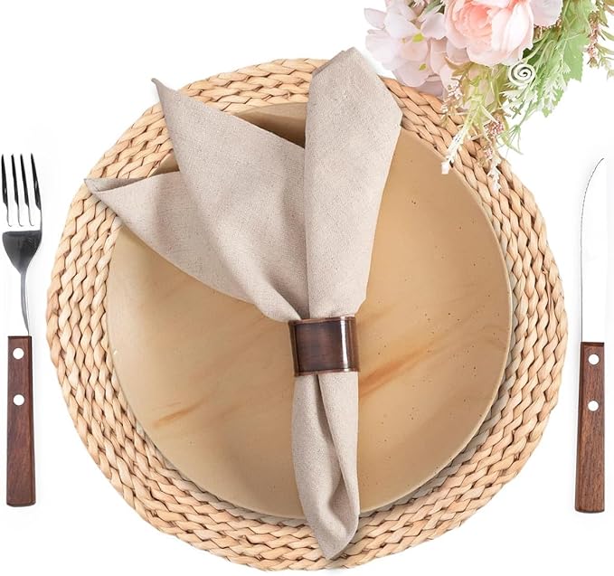 Homidate Linen Flax Cotton Cloth Dinner Napkins Set of 12 – 18x18 Natural Hemstitched Reusable Fabric Napkins for Weddings, Parties, Dinners & Table Décor – Elegant & Durable