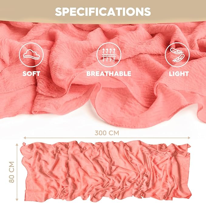 Artoid Mode Boho Cheesecloth Gauze Coral Wedding Table Runner, 120 Inch Seasonal Fabric Kitchen Dining Holiday Table Decor for Home Party Indoor