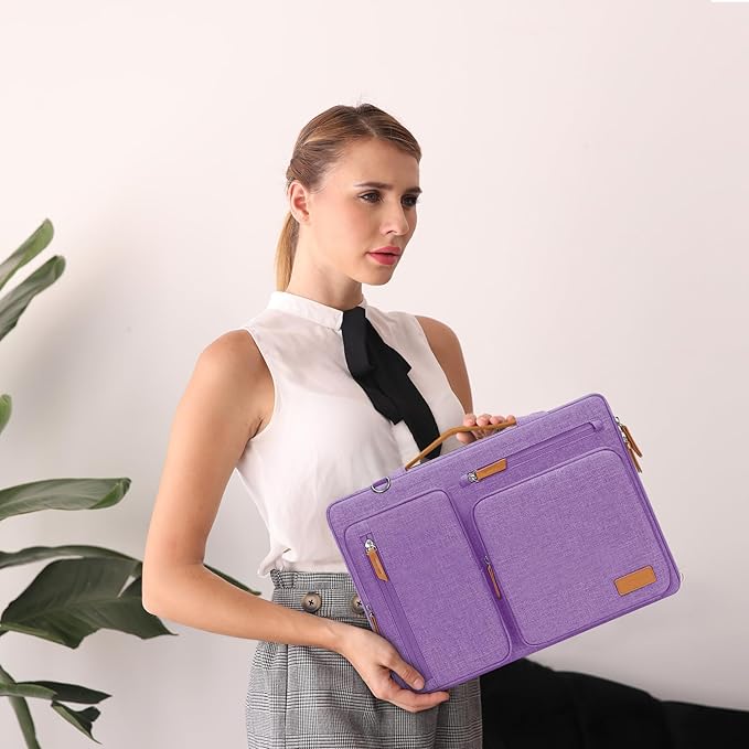 MOSISO 360 Protective Laptop Shoulder Bag,13 inch Computer Bags Compatible with MacBook Air M4 M3 M2 M1 2025-2018/Pro 13 2025-2016,Side Open Messenger Bag with 4 Zipper Pockets, Lilac