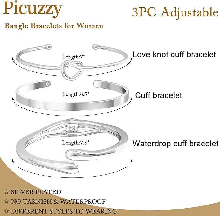 Gold Bangle Bracelets for Women, Non Tarnish Dainty 14K Gold Plated Cuff Bracelets Stackable for Women,Waterproof Bracelet Stack Gold Jewelry Gifts Trendy Adjustable Accessories