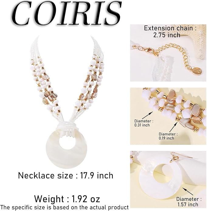 Jewelry Sets for Women 4 Pcs Chunky Beaded Mrs Roper Costume Jewelry for Women Boho Multi Strand Colorful Shell Necklace for Women