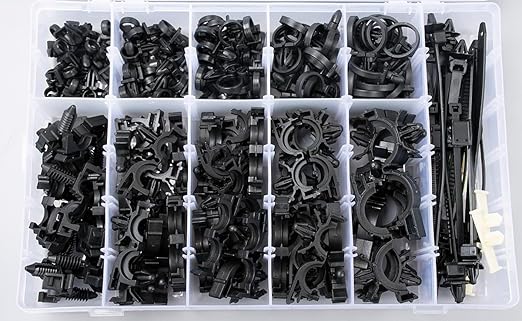 OAUTOO 190pcs Wire Loom Routing Clips Push Mount Cable Tie Assortment