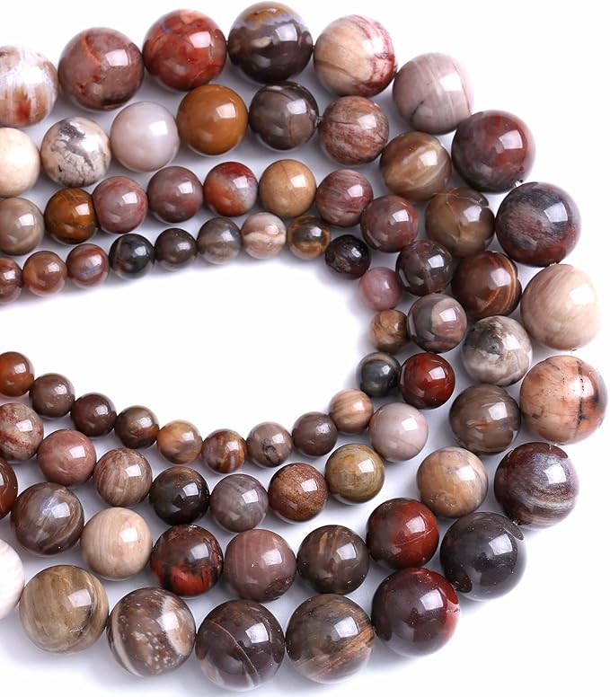 4MM 88PCS Natural Stone Petrified Wood Jasper Loose Beads for Jewelry Making DIY Bracelet