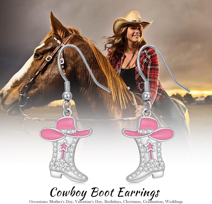 Western Earrings for Women 925 Sterling Silver Turquoise Western Country Dangle Drop Earrings Country Jewelry Gifts for Cowgirl Cowboy