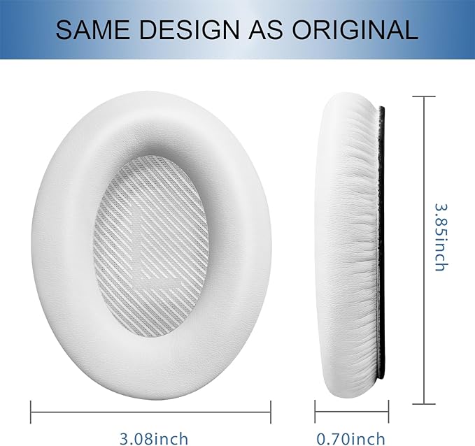 GEVO Ear Pads Cushions Replacement for Bose QC35 ii QC35, Earpads for Bose QuietComfort 35ii 35 Headphones with Protein Leather Noise Isolation Memory Foam (White)