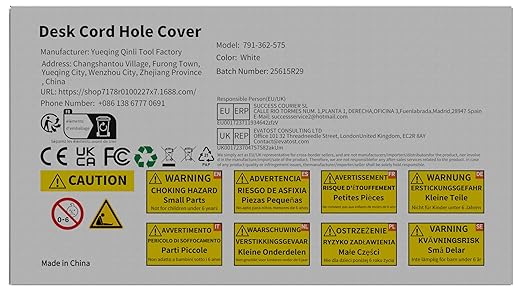 Desk Grommet 2-3/8 inch (60mm) 10 Pieces - White Desk Cable Grommet Desk Cable Hole Covers with Hole Saw for TV, Office, Wires Through Countertop and Home Table
