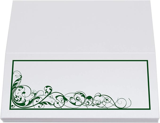 Scribble Vintage Swirl Place Cards, Hunter Green (Choose Color), Set of 150, Pre-cut and Scored - Wedding, Party, Dinner, and Special Events - Made in the USA