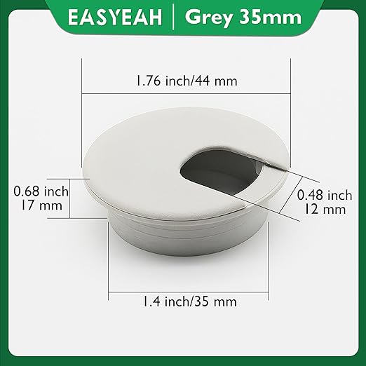 5 Pcs Desk Grommet 1-3/8" / 35 mm, Desk Cord Hole Cover, Cable Grommet ABS Plastic, Desk Hole Grommet for Home & Office Pc, Detachable Cable Cord Organizer-Light Grey