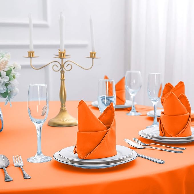 Cupuamon Cloth Napkins 17x17 inch Washable Polyester Dinner Napkins Soft Table Napkins for Wedding Party Dining Banquet(Orange,50PCS)