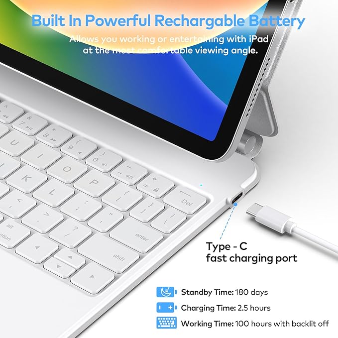 Keyboard Case for iPad 10th Generation 2022 & 11th (A16, 2025) – Magic-Style Keyboard with Multi-Touch Trackpad – Floating Cantilever Stand – Magnetic Case for iPad 10.9 inch 10th / 11th Gen.