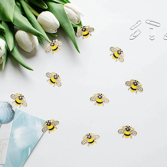 10 Pack Rhinestone Bee Brooches Pins Set Cute Enamel Crystal Animal Lapel Pin Brooch Badges Jewelry Set for Women Clothing Bags Backpacks Hat