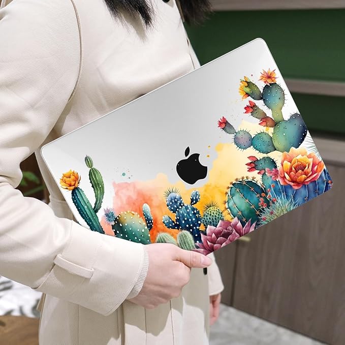 MEEgoodo Case for MacBook Air M4/M3/M2 13.6 inch 2025 2024 2022, Fit Model A3240 A3113 A2681, Compatible with MacBook Air 13 inch, Laptop Hard Shell Case with Keyboard Cover, Tropical Cactus