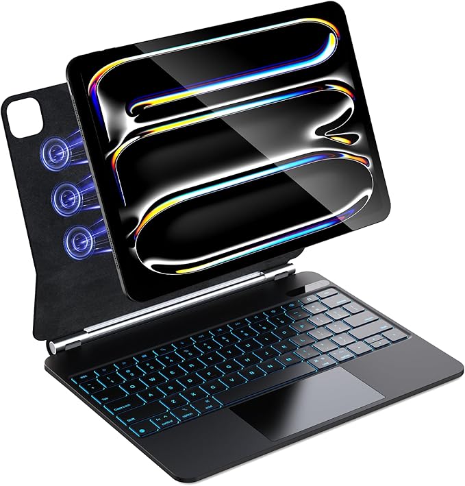 for iPad Pro 13 inch case 2024 with Keyboard M4,Magnetic Attach,Multi-Gesture Trackpad,7-Color Backlit,Shortcut Keys,Auto Sleep/Awake,Magic Keyboard for iPad Pro 13-inch M4 2024