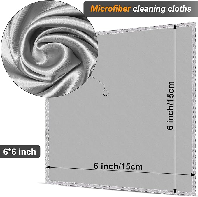 2-Sided Glasses Cleaner & Polishing Cloths,Portable Glasses Cleaning Kit,Microfiber Eye Glasses Lens Cleaning Coth Wipes Kit with Pouch,Color 6X 6-Inch