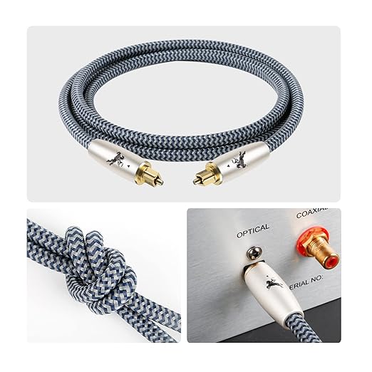 Digital Fiber Optic Audio Cable for Sound Bar Toslink Cord Male to Male 24K Gold Plated Connector Optical Audio Cable 6ft 10ft S/PDIF Glass Core, 9.84feet/3M IMP-2201