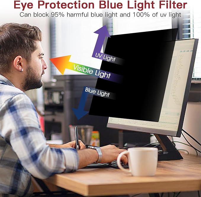 2 Pack 22 Inch Privacy Screen for Computer Monitor 16:10 Aspect Ratio, Eye Protection Anti Glare Computer Screen Cover, Removable Anti-Scratch Computer Screen Privacy Shield for 22'' Widescreen Monitor