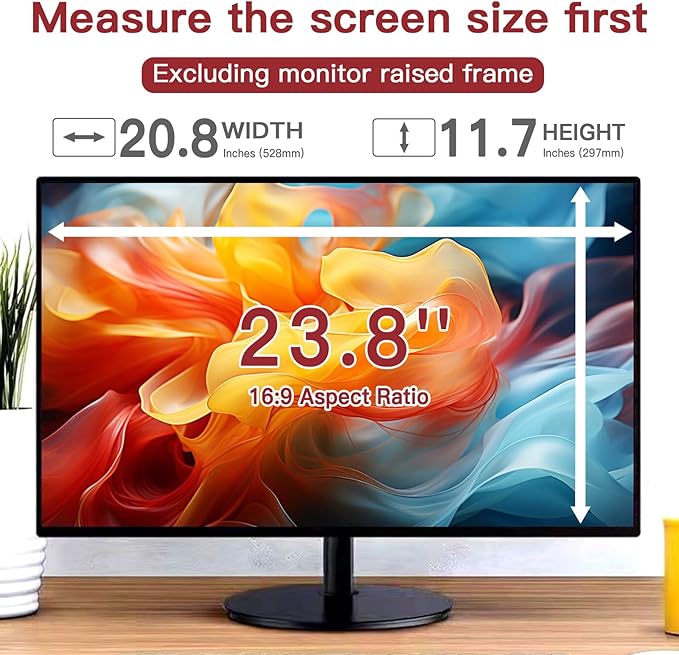 2 Pack 23.8 Inch Privacy Screen for Computer Monitor 16:9 Aspect Ratio, Eye Protection Anti Glare Computer Screen Cover, Removable Anti-Scratch Computer Screen Privacy Shield for 23.8'' Widescreen Monitor