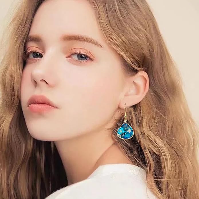 Boho Women Natural Stone Earrings Unique Healing Imperial Jasper Gemstone Energy Hypoallergenic Lightweight Dangle Drop Earrings Multiple Styles Earrings Jewelry for Birthday Party Gift