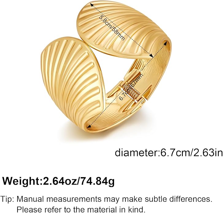Statement Golden Matte Bracelet for women Minimalist Chunky Brushed Bangle Bracelet Vintage Thick Wide Cuff bracelet Gold Plated Open Cuff Geometric Bracelet