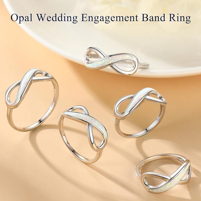 Suplight 925 Sterling Silver Ring Simple Infinity Knot Wedding Band Rings Love Knot Promise Ring for Women Size 4-12(with Gift Box)