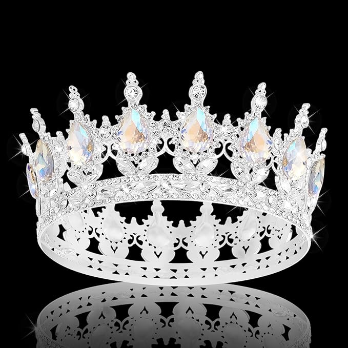 Queen Crown Rhinestone Wedding Crowns and Tiaras for Women Costume Party Hair Accessories Princess Birthday Crown Crystal Bridal Crown (Silver Crown-Moonlight)