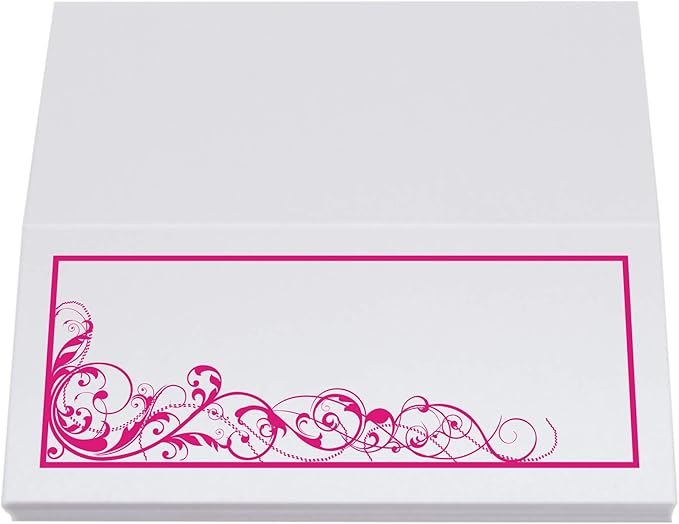 Scribble Vintage Swirl Place Cards, Fuschia (Choose Color), Set of 150, Pre-cut and Scored - Wedding, Party, Dinner, and Special Events - Made in the USA