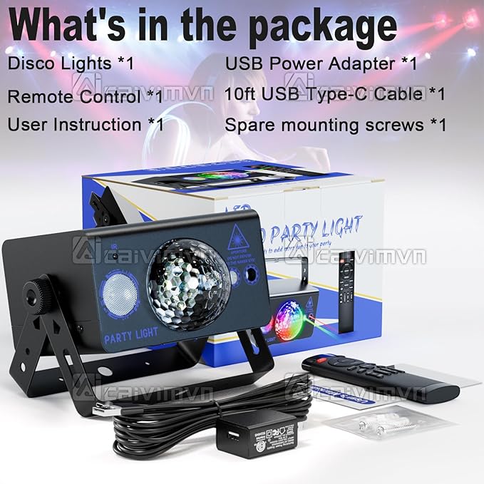 Party Lights Dj Disco Light Disco Ball Light LED Stage Strobe Lights Projector Sound Activated with Remote Control for Parties Club Bar Holiday Christmas Dance Gift Birthday Xmas Wedding Home Décor