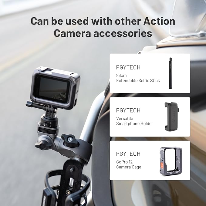 PGYTECH CapLock Super Clamp Mount, Aluminum Alloy Bracket for Insta360 Ace Pro2/X5/X4/X3, Crab Heavy Duty Clamp with 1/4" Screw for Gopro 13/12/11/Osmo Action 5 Pro/4/3/Pocket Action Camera