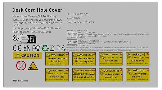 Desk Grommet 2 inch (50 mm) 10 Pack - White ABS Plastic Cable Hole Cover with Hole Cutter for TV, Office, and Home Table - Hide Wires Behind Wall, TV Wall Cable Pass Through