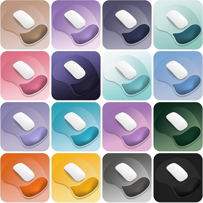 ITNRSIIET Ergonomic Mouse Pad, Cushioned Gel Wrist Rest, Non-Slip Base, Smooth Surface, Cute Multi-Color, 9.5 x 8.2 in, Black