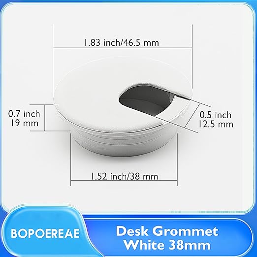 Desk Grommet 1-1/2" (38 mm), Desk Cord Hole Cover, Cable Grommet ABS Plastic, Desk Hole Grommet for Office and Home Table Cable, Detachable Cable Cord Organizer (White 8 Pcs)