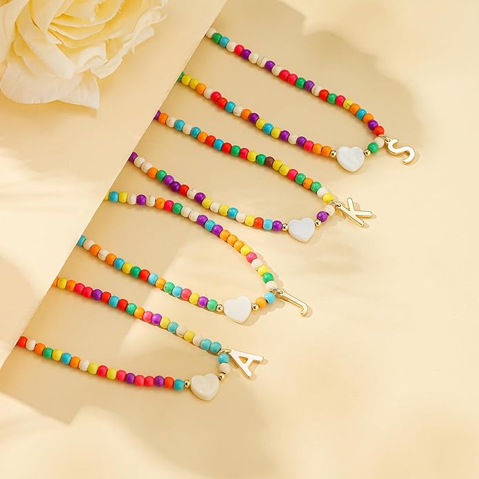 Ursteel Valentines Gifts for Kids Teen Girls - Trendy Beaded Choker Necklace for Women Teen Girl, Handmade Letter Necklace Valentines Galentines Day Gifts Women Girls Jewelry