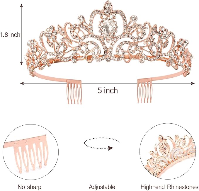 VELSCRUN Birthday Tiara & Crown Set - Princess Sash, Happy Birthday Girl Tiara, Party Decorations & Gifts