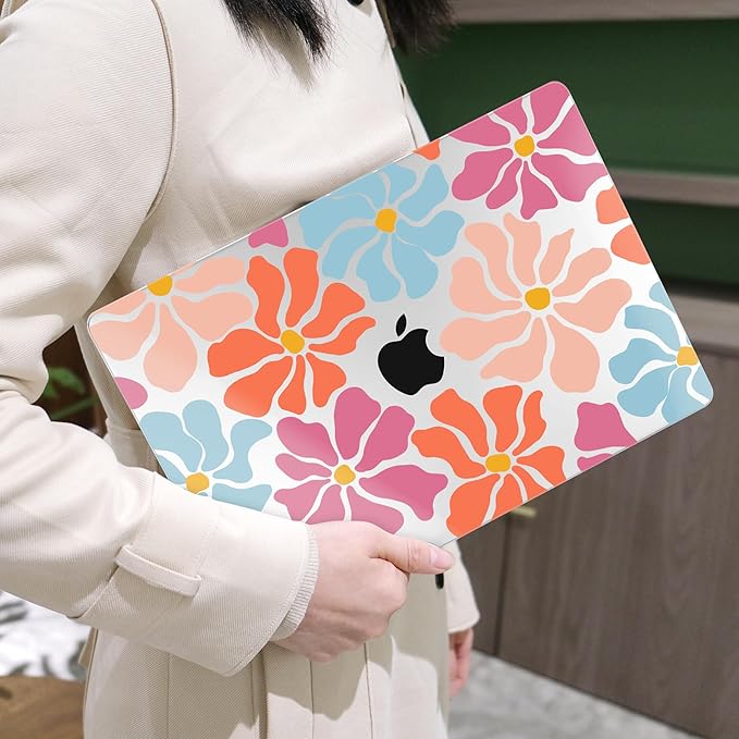MEEgoodo Case for MacBook Air M4/M3/M2 13.6 inch 2025 2024 2022, Fit Model A3240 A3113 A2681, Compatible with MacBook Air 13 inch, Laptop Hard Shell Case with Keyboard Cover, Minimalist Style Floral