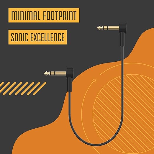 Rock Stock 1/4" Stereo TRS Flat Patch Cables - 6" Ultra-Thin, Right Angle, Low Profile, Gold Plated, Braided Shielding - Maximize Pedalboard Space, Eliminate Noise, Connect Guitar Effects Pedals