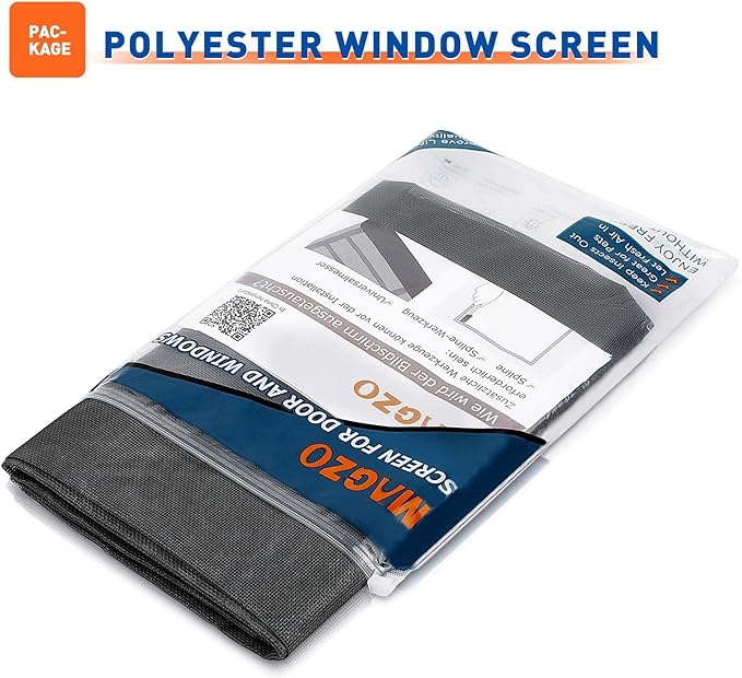 MAGZO Window Screen Replacement, 36"W x 90"L Sturdy Screen for Windows and Adjustable Door DIY Window Screen Roll French Patio Entry Porch Sliding Door Screen Mesh Curtain Net Wire Black