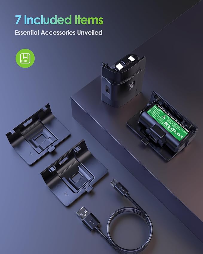 Rechargeable Xbox Controller Battery Pack, Play & Charge Kit for Xbox One/Xbox Series X|S - 40H Playtime, 2.5H Full Charge, with Cover & Charging Cable, Xbox Accessories for Xbox One S/One X/One Elite